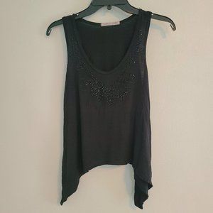 NWOT Black Rhinestone Embellished Trapeze Tank Top Sleeveless Shirt